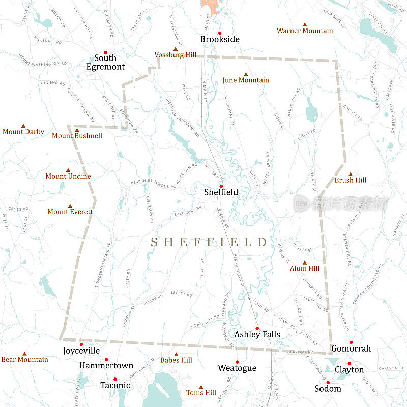 MA Berkshire Sheffield矢量路线图